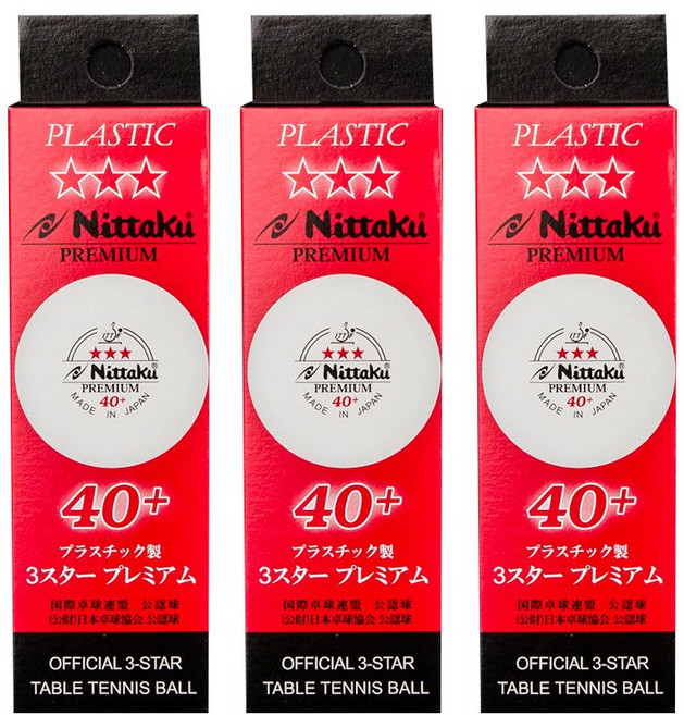 닛타쿠 3스타 프리미엄 40+ 시합구 탁구공, 혼합, 3개입, 3개