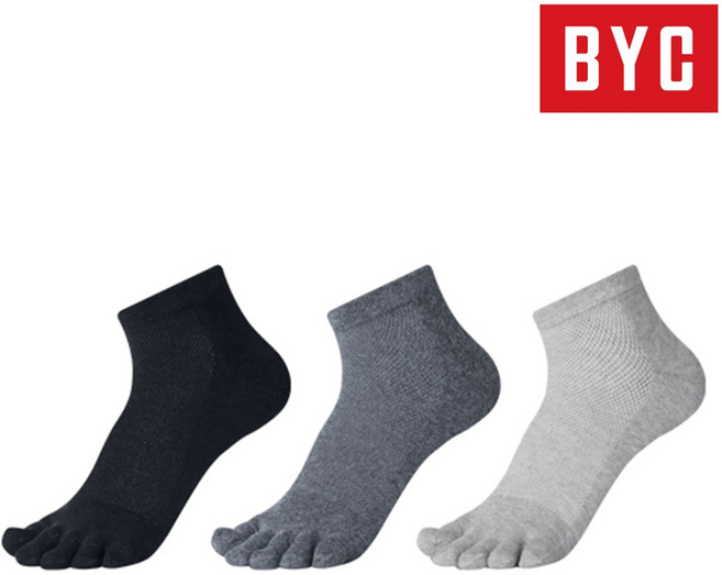 BYC 남성용 여름 발가락 매쉬 발가락양말 단목 유색10매