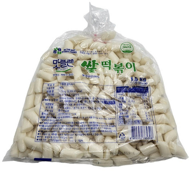[낱개] 맛플랜 비비푸드 쌀 떡볶이 떡 (절단) 1.5kg, 1개