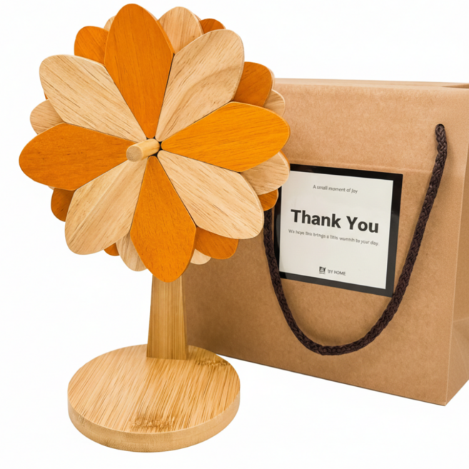 디와이홈 대나무 우드 냄비받침대 선물패키지, 1개, 풍차