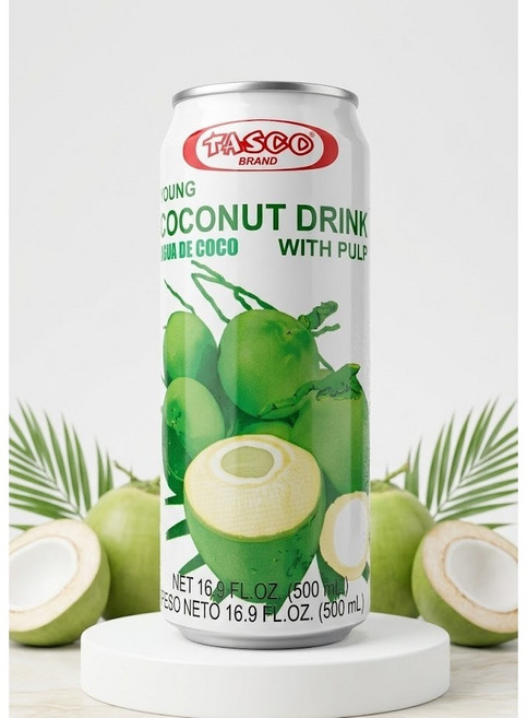 YOUNG COCONUT JUICE WITH PULP 영코코넛드링크위드펄프 500ml 태국, 1개