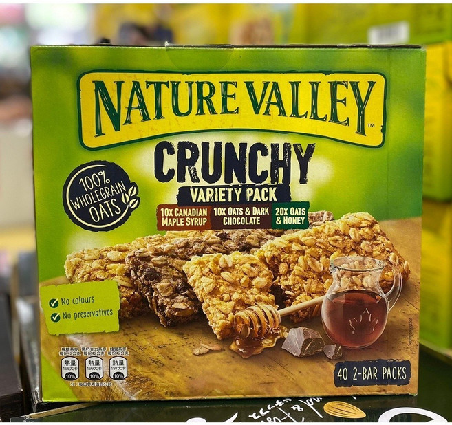 Nature Valley 綜合口味燕麥棒 100% 全穀物燕麥 無添加色素及防腐劑 40入, 1個, 1.68kg