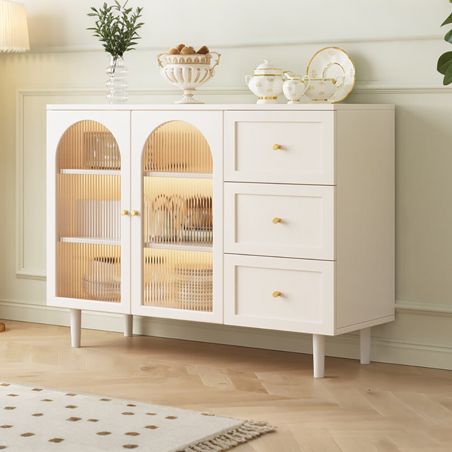 거실 북유럽 다용도 수납장 주방 예쁜그릇장 찬장 수납선반, 화이트B02