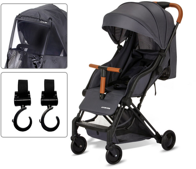 에어보스 리머X 휴대용 유모차+보낭커버+유모차고리, 페디 그레이