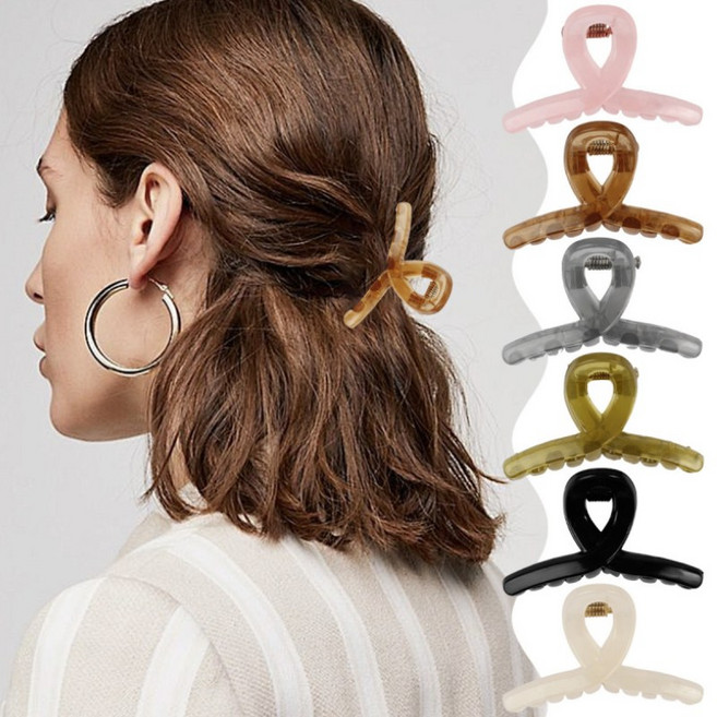 ZMBIRD 반묶음 짱짱한 4.5CM 투명 헤어 집게핀 중형 6종세트 H5280