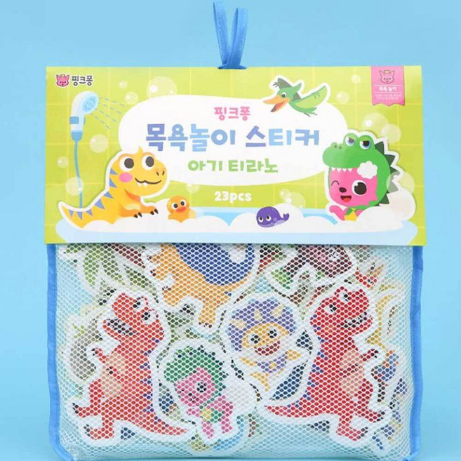 핑크퐁 목욕 놀이 유아 어린이 스티커 아기티라노 공룡, 1개, 혼합