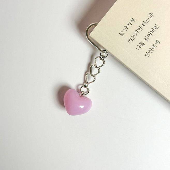 엘에떼 캔디 하트 비즈책갈피 북마크 독서용품 끈갈피, 1개, 퍼플