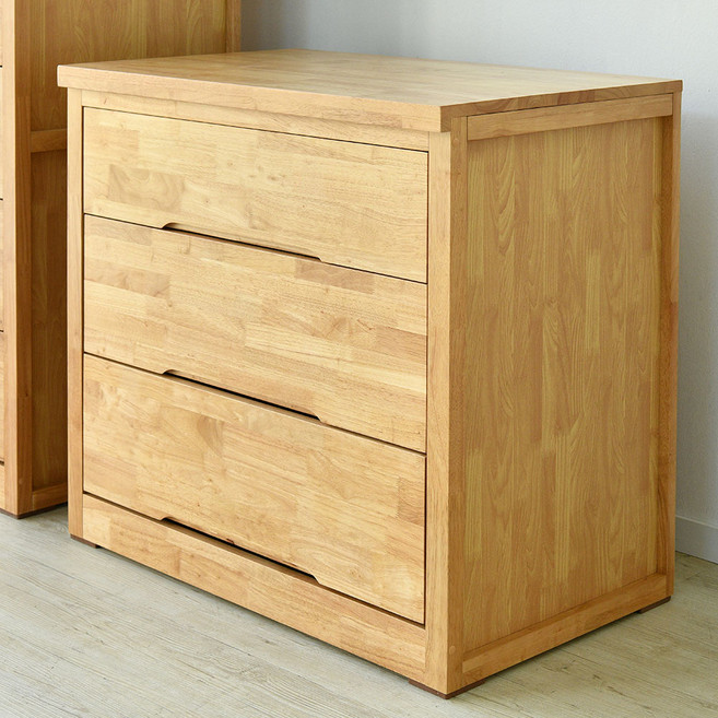 카멜레온퍼니처 엠버라 고무나무원목 900 3단 광폭 서랍장, 없음