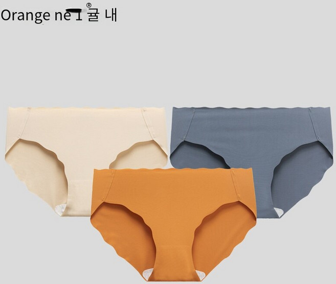 오렌지 이너 바나나 오목한 여름 아이스 실크 숙녀 속옷 원활한 레이스 원피스면 내부 가랑이 브리프 통기성과 편안한