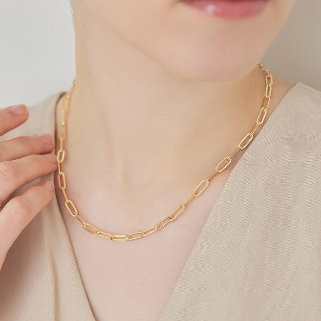 펠리체골드 14K 18K 시그니처 클립 목걸이 (M) (+선물포장) 할로우 체인 금 데일리 골드 클립 여자친구 선물 볼드 기념일