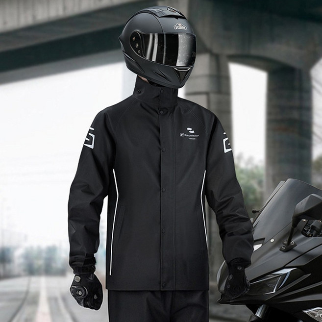 레인커터 기본형 오토바이 우비 상하의, 블랙