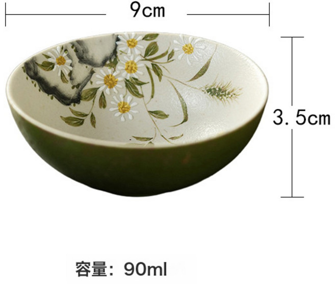 復古浮雕功夫茶具套裝 手繪白瓷主人杯純手工紫砂壺, 1個, 小青柑-雛菊繪春-如意圓口主人杯:如圖所示