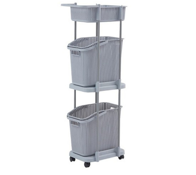 이동식빨래바구니 수납형(싱글) 다용도바구니 분리수거함, 02.수납형(싱글)/2단(그레이) MW-S02, [0003]02.수납형(싱글) 2단(그레이) MW-S0