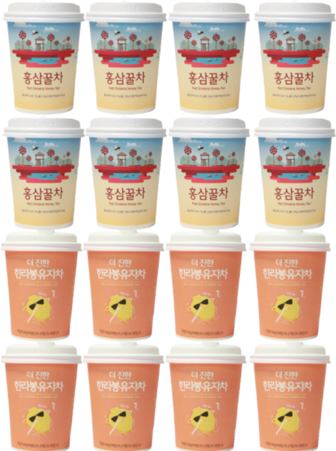 더 진한 한라봉 유자차 홍삼꿀차 액상차 2종 세트, 1세트, 16개