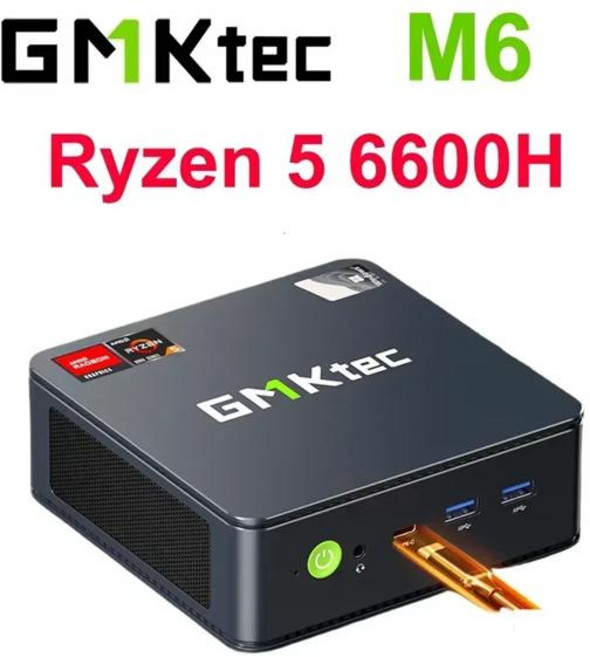 GMKTec 데스크탑 게이밍 PC 트리플 스크린 디스플레이 미니 AMD Ryzen 5 6600H M6 윈도우 11 프로 DDR5 4800Mhz PCle 3.0 NVMe SSD, [03] UK, [01] No Ram No SSD No OS, 1개