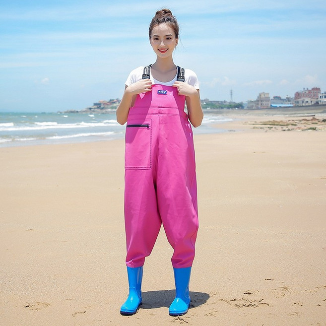 고기잡이 가슴장화 작업복 전신장화 여성용 낚시 해루질 갯벌체험옷 방수 바지 전신, 235, 01.핑크 바스트