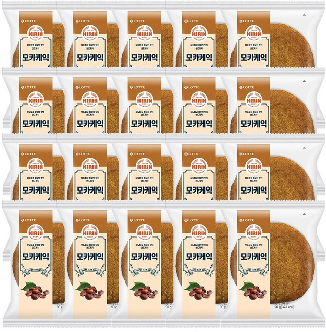 롯데제과 [롯데웰푸드][무배] 기린이네 모카케익 10봉, 90g, 20개