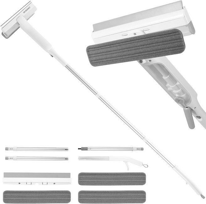 고층아파트 필수 유리창닦이 스퀴지 오수회수통 물분사 창문청소도구 안전한 길이조절 연장대, 1개