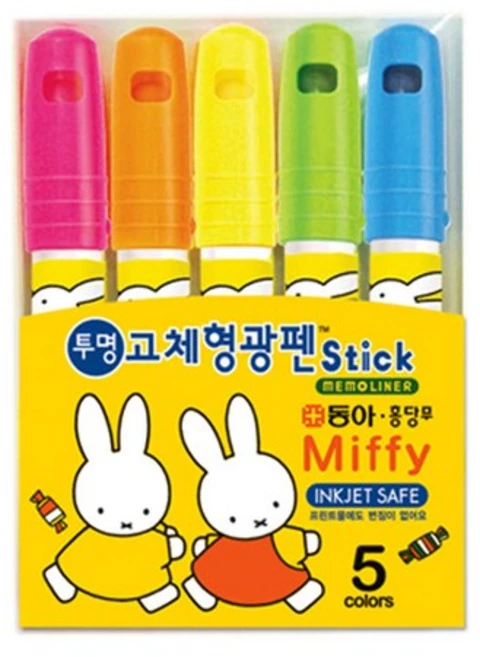 동아 미피 고체형광펜 5색 크림타입 - 쿠팡