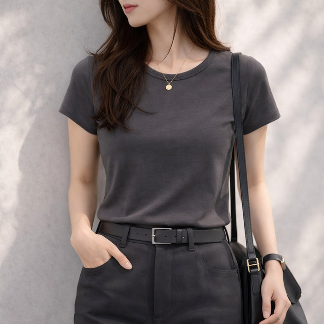 미브레 여성 캡내장 노브라 반팔티 빅사이즈