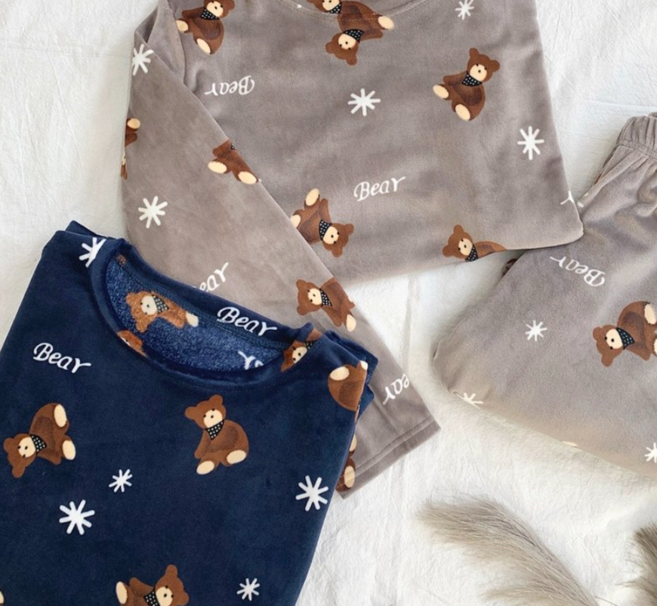 쥬아쥬아 여성용 울트라 압축기모 스판 극세사 수면 겨울 잠옷 홈웨어 세트