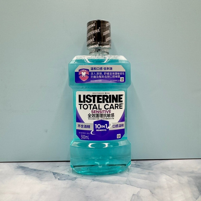 李施德霖 LISTERINE 漱口水 500ml 全效護齦/全效護理/全效防蛀/護理無酒精/護理抗敏感/亮白/綠茶/薄荷, 1個, 全效護理抗敏感(無酒精)