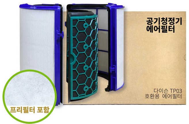 프리미엄 다이슨 TP04 공기청정기 카본필터 조합형 호환 헤파13 필터 + 프리필터 TP05 HP04 HP05 DP04, 다이슨 공기청정기 필터 TP04 HEPA13, 1개