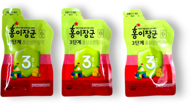 정관장 어린이 홍삼 홍이장군 3단계 파우치 최신 정품, 20ml, 30개