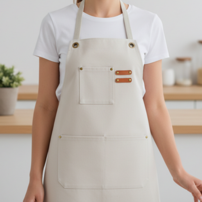 BAEny배니 방수 앞치마 캔버스 카페 미용실 바리스타 끈조절 남녀공용, 1개, 화이트