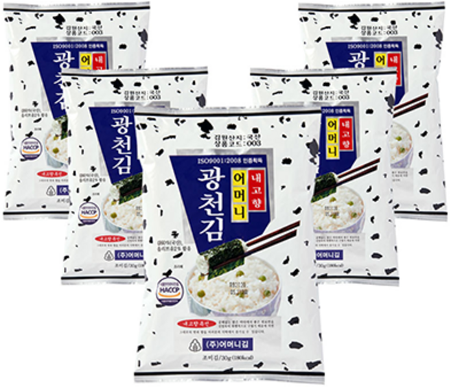 [광천어머니김 본사 발송] 전장김, 30g, 5개