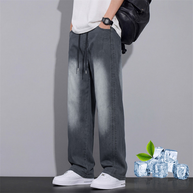 wassup 남자 청바지 밴딩 여름 얇은 텐셀 와이드팬츠 시원한 편한 여름바지