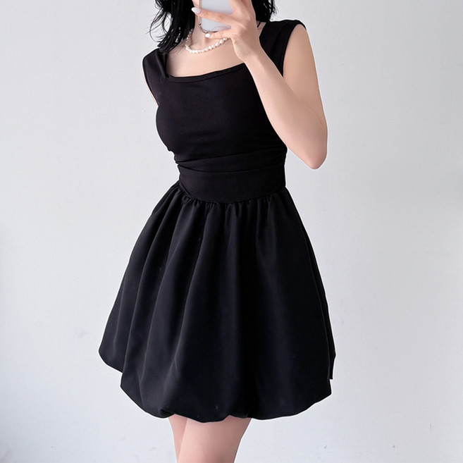 글램디브 니제번 벌룬핏 플레어 스커트 민소매 미니원피스 AC0234