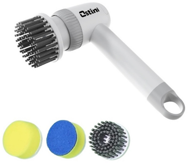 Ostini 무선 핸디형 전동 브러쉬 클리너 청소솔 자동 욕실 주방 다용도 미니 청소기, 1개, 화이트