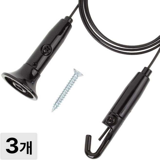[철물인] 액자걸이 강력천장피스 대 10kg용 블랙 - 천장고정용, 3개, 와이어1미터-블랙