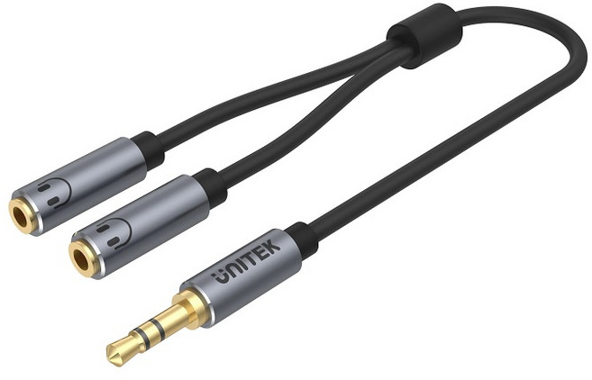 UNITEK 一分二音源線 耳機分享線 音訊延長線, 黑, 1個, 3.5mm AUX