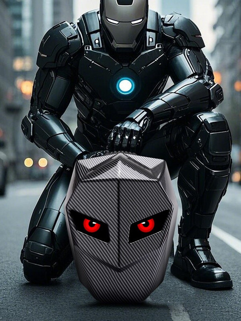 아이언맨 라이딩 백팩 오토바이 백팩 LED EYE 오토바이 가방 숄더백 라이더 헬멧 가방, 대형 헬멧 수납 가능 블랙