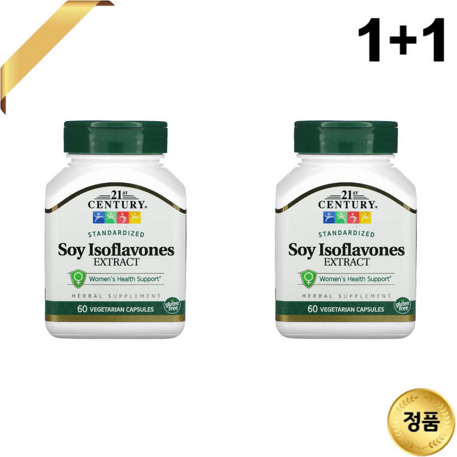 1+1 21세기센트리 대두 이소플라본 60 베지 캡슐 에스트로겐 글루텐프리 소이, 60정, 2개