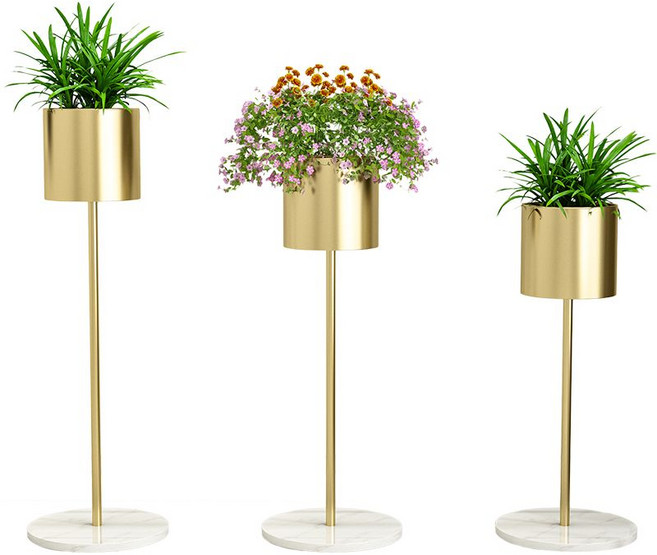 철제 화분 원형선반 정리대 거실 실내 매장 장식 진열, L. 골드 높이 90cm 23cm
