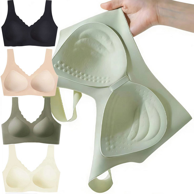 ROOICE여성속옷 4P 패드일체형 노와이어 운동브라 심리스 브래지어 DDGF