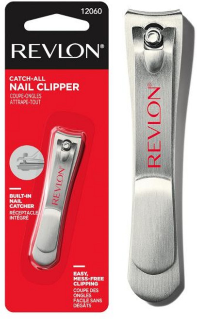 REVLON 손톱깎이 레브론 캐치 올 네일 클리퍼 윤곽선이 있는 매니큐어 도구 지저분하지 않은 그루밍을 위한 캐처 내장 1 카운트, 1개