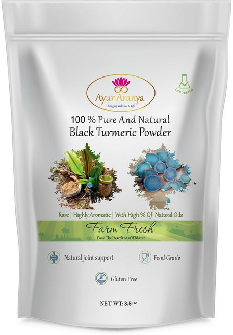 MOUNTAIN ESSENTIALS 아유르 아란야 블랙 강황 분말, Black Turmeric Powder 3.5 Oz, 1개, 100g
