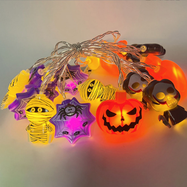 인밸 할로윈 조명 데코 LED 3M 호박등 고스트 거미줄 줄전구 할로윈전구, 1개, 혼합색상