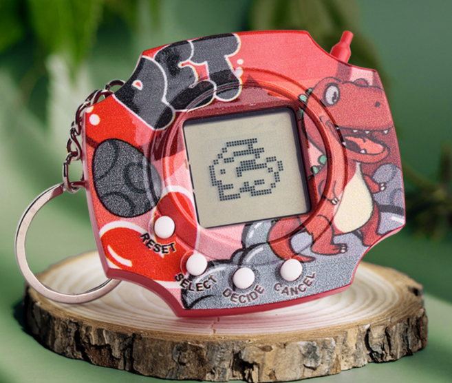 레트로 다마고치 키링 미니 게임기 펫 키우기, 1개, 레드