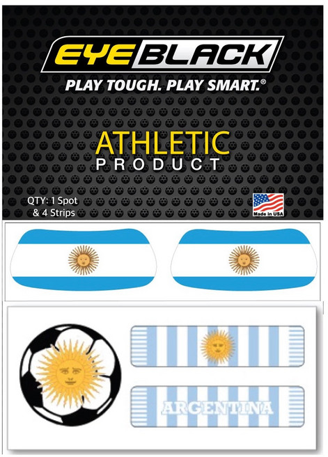 EYEBLACK 국가대표 국기 아이블랙 1쌍 + 축구 스트립 세트 (총 5 pcs) 월드컵 응원템 각종 스포츠 축구 야구 MADE IN USA, 1세트, 아르헨티나 ARGENTIA