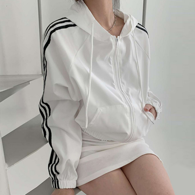 마이쏭 여성 간절기 오버핏 집업 프레피후드바람막이점퍼