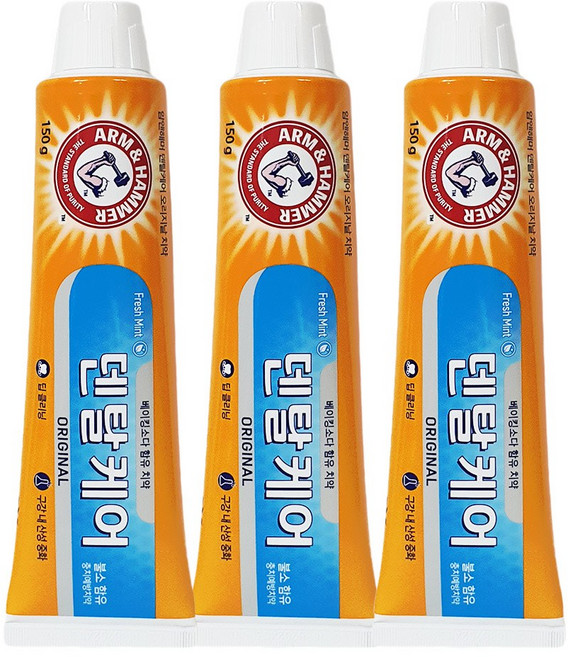 유한양행 [국내생산] 암앤해머 덴탈케어 오리지날 치약 150g, 3개