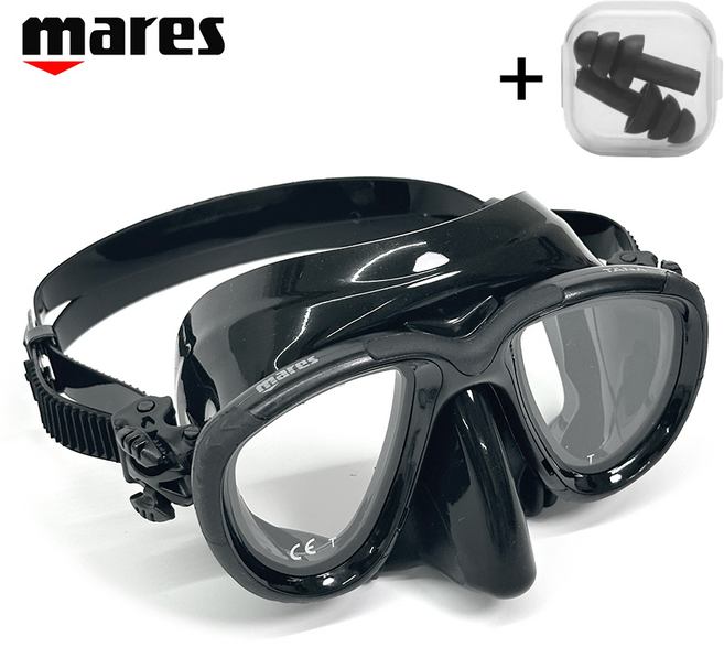 마레스 타나 강화유리 2안식 마스크 블랙 스노클 프리다이빙 스쿠버다이빙 해루질 MT귀마개 지급, BLK