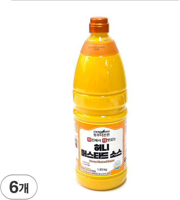 청우더진한 업소용 허니 머스타드 겨자 소스 드레싱소스 1.85kg, 6개
