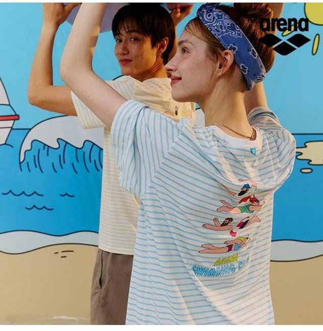 아레나 ARENA x 전황일 유니 스트라이프 래쉬가드 A6BC1RR93LBL, LBL/2XL(110)