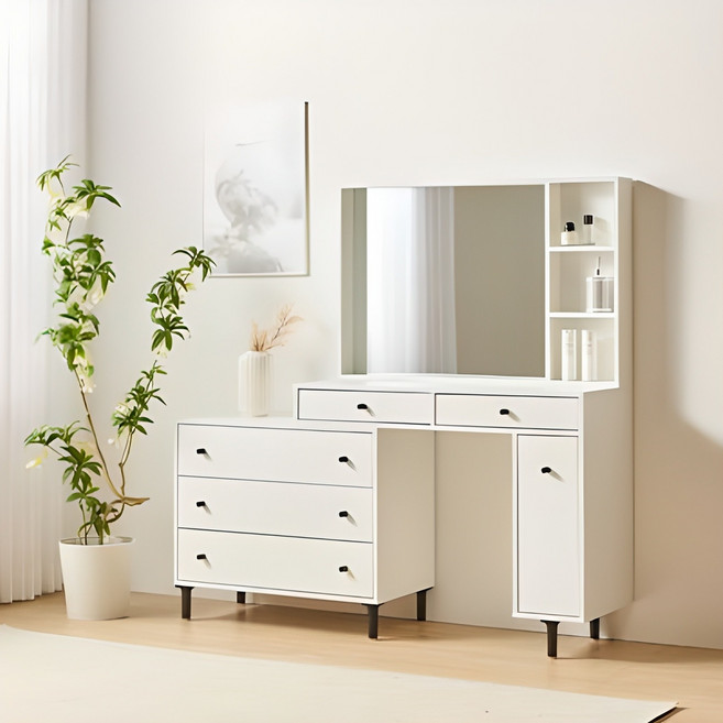 파로마 윈터 확장형 수납거울 화장대 1000 방문설치, 화이트